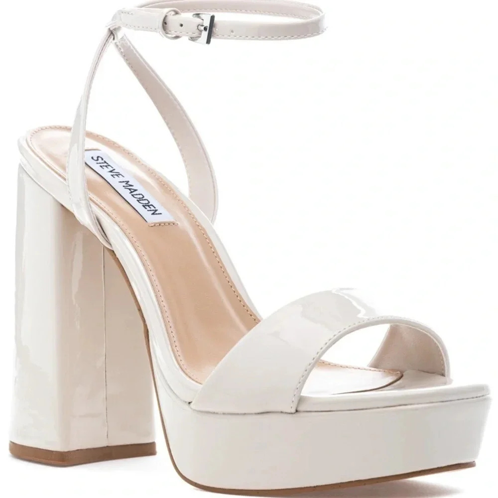 Steve Madden NWOT Bone Lessa‎ Patent Leather Block Heel Women Size 11